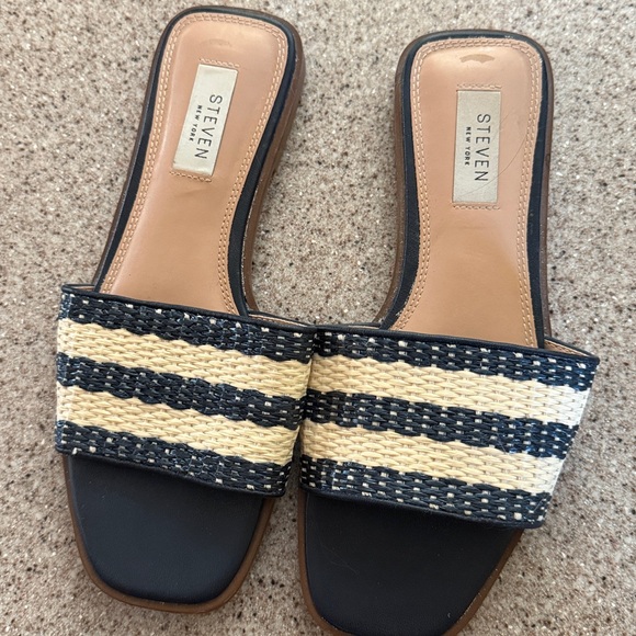Steven by Steve Madden Navy and Cream Woven Sandals - Picture 1 of 2